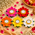 Handcrafted Lotus Flower Diya (5-Diya Combo)