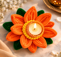 Handcrafted Lotus Flower Diya (orange)